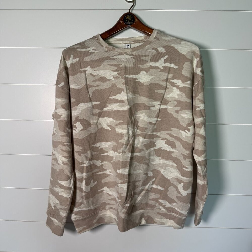 Athleta Studio to Street Camo Lux Oatmeal Heather Sweatsuit Sz Small